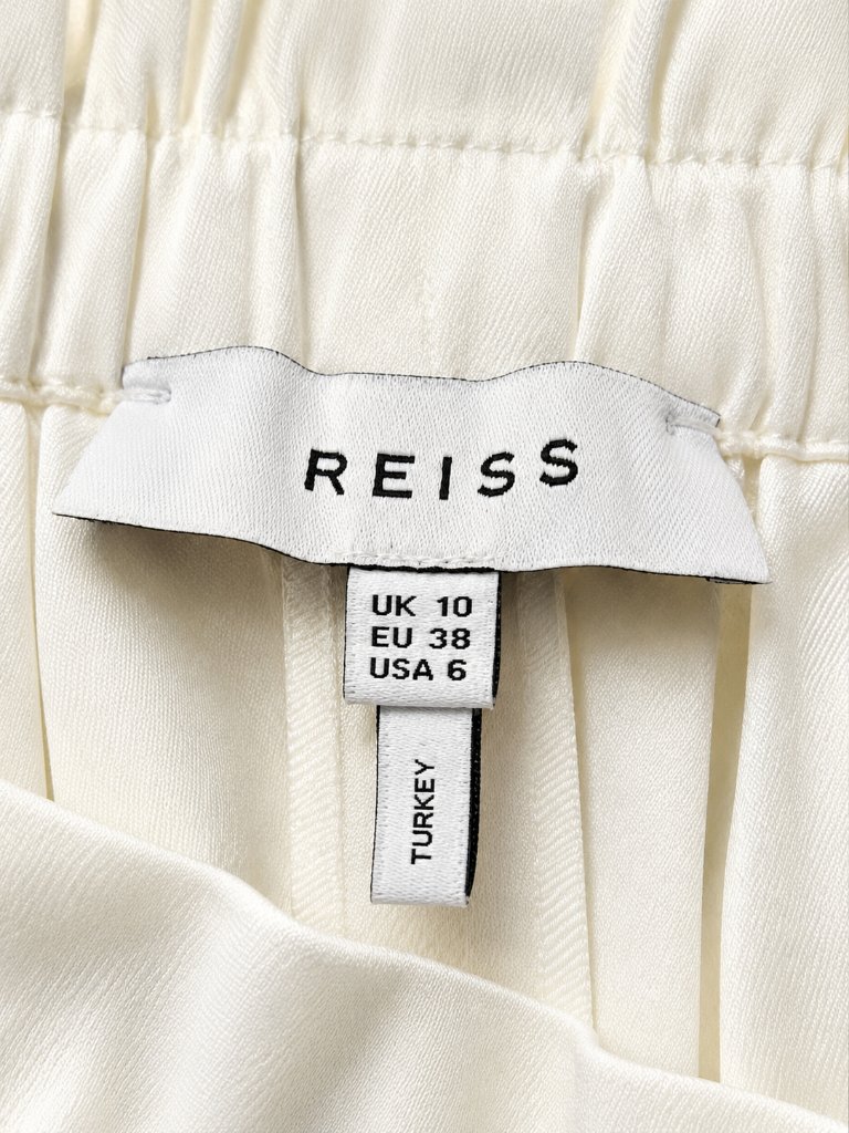 Reiss Raya Wide Leg Crepe Trousers White Satin Crepe Size 6 Nwot — image 8 of 8